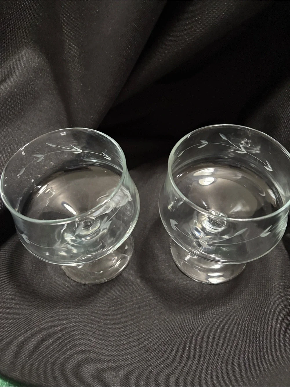 Etched cocktail glasses Princess House Cognac Whiskey Dessert or Shrimp